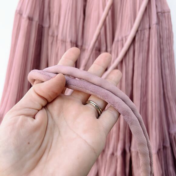 Nasty Gal Pink Chiffon Maxi Dress Tiered Ruffle Backless Gown M Formal Long - Picture 8 of 8